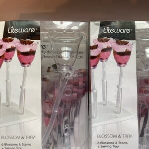 BRAND NEW IN BOX LITEWARE Pink Blossom & Tray Set 2 Boxes of 6 each-12 Total